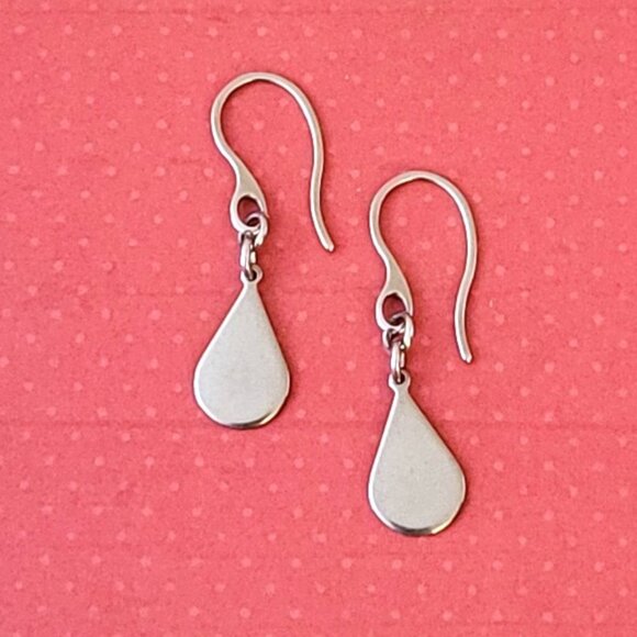 TEARDROP Stainless Steel HOOK Earrings Minimalist - Picture 5 of 16